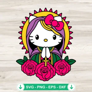 Hello Kitty Virgin Mary SVG file for cricut cutting machine