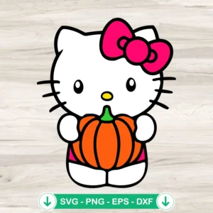 Hello Kitty with Pumpkin SVG file for cutting machines