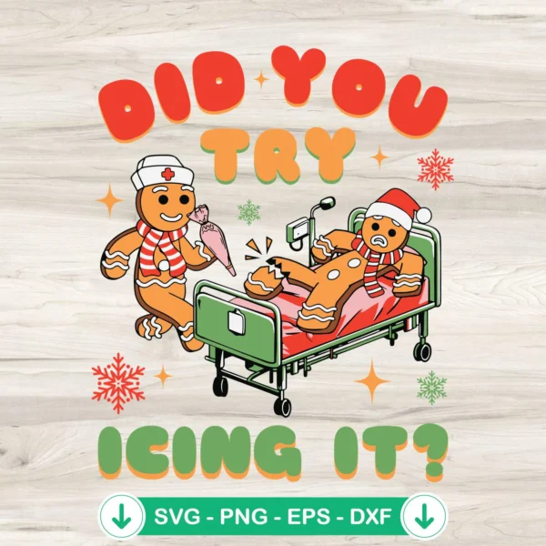 ICU Nurse Christmas SVG file, cricut svg cutting file, gingerbread nurse design