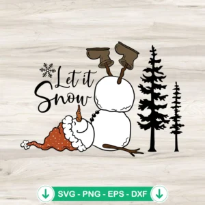 Let It Snow SVG file for holiday crafts, snowman cut file