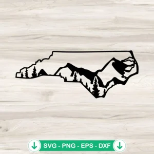 North Carolina state mountain and trees SVG file for Cricut