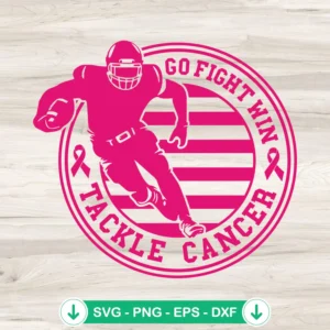 Breast Cancer Awareness SVG file with football pink ribbon cut file