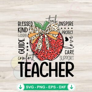 Teacher Apple Coquette SVG file for cricut cutting machine