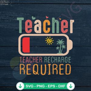 mockup-1-1740035050-844732907.jpg Teacher Recharge Required Summer Vibe SVG file - Cricut cut file