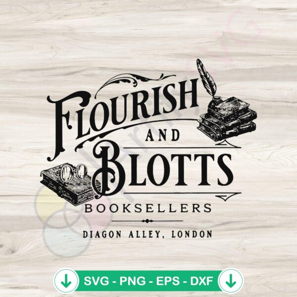 Flourish And Blotts SVG file for Cricut, cut file for witchcraft school