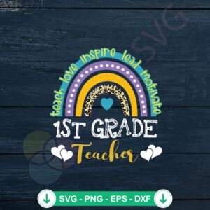 mockup-1-1740042527-117014951.jpg 1st Grade Teacher Rainbow Back To School SVG file for cricut