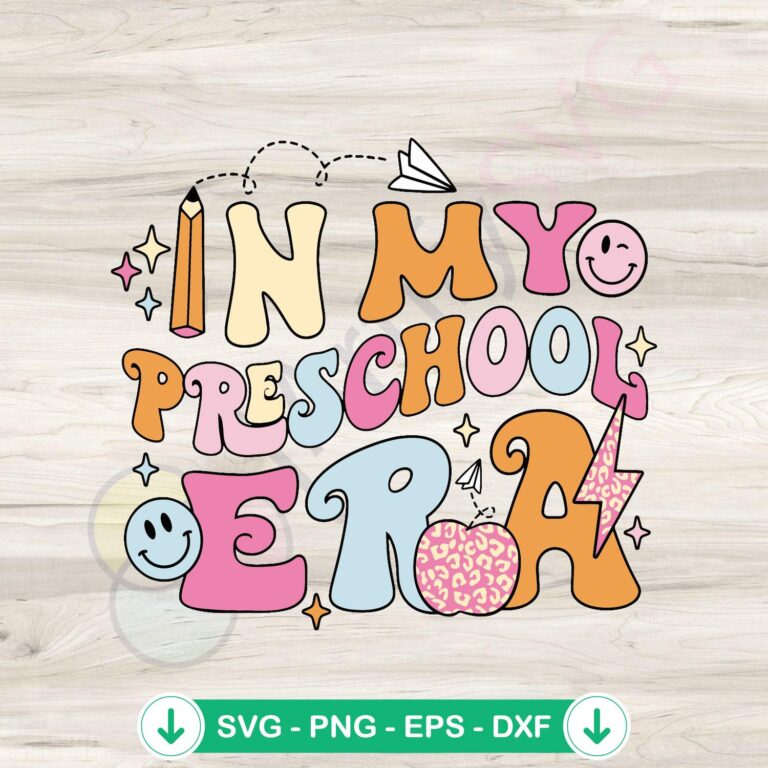 In My Preschool Era Retro SVG Digital File for Cricut | Preschool Era SVG 2 In My Preschool Era retro svg file for Cricut cutting file