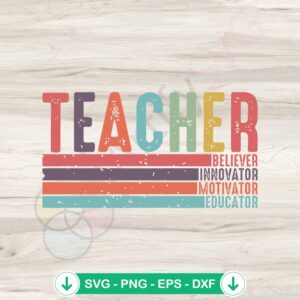 mockup-1-1740046567-826830423.jpg Retro Teacher svg file - Believer Innovator Motivator Educator cutting file