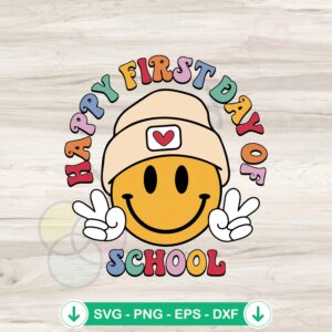 mockup-1-1740048206-1583723222.jpg First Day of School Smiley Face SVG file for Cricut