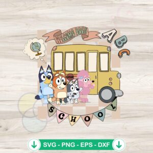 mockup-1-1740048310-2114484293.jpg Bluey Bingo and Friend School Bus SVG file for Cricut cutting