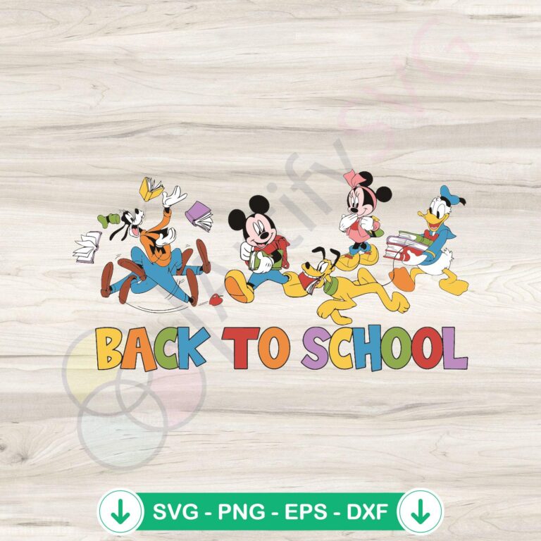 Disney Mickey Mouse and Friends Back to School SVG Digital File 2 Disney Mickey Mouse Back to School SVG File for cutting machine