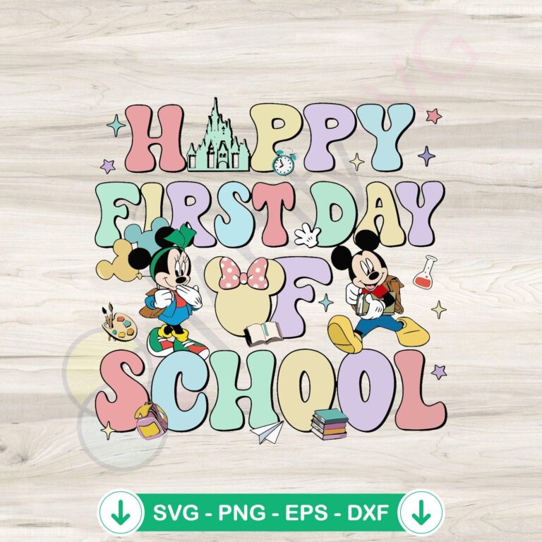 Mickey and Friends First Day of School SVG Cricut Files 2 Mickey and Friends First Day of School SVG file, cricut svg cut file