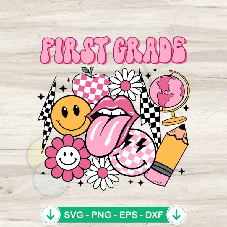 Retro Groovy First Grade SVG file for cutting machines