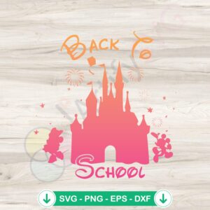 mockup-1-1740049408-505252193.jpg Disney Castle SVG file featuring Mickey and Minnie Mouse cut files.