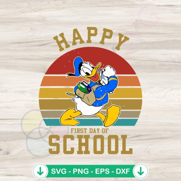 Donald Duck First Day of School svg file for Cricut cutting machine