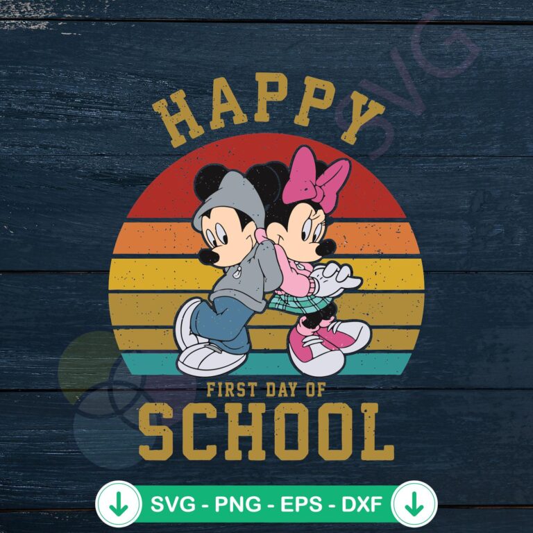 Happy First Day of School Mickey and Minnie SVG Digital Files 2 Happy First Day of School Mickey Minnie SVG file for cutting machine