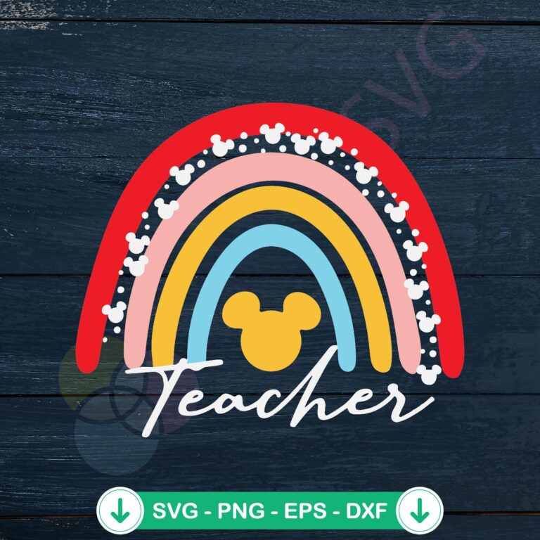 Rainbow Disney Teacher SVG Cutting File - Mickey Head Design 2 Rainbow Disney Teacher SVG file Mickey Head design cutting file