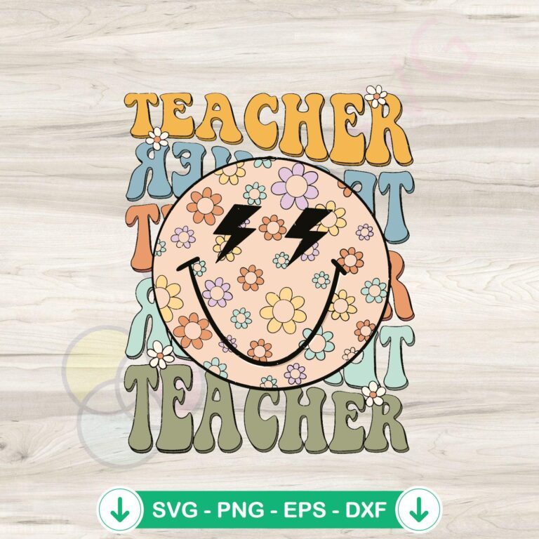 Retro Teacher Back To School SVG Cutting File for DIY Crafts 2 Retro Teacher Back To School SVG file for Cricut cutting