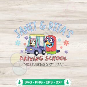 Janet and Rita Driving School SVG file for Cricut cutting machine