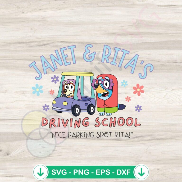 Janet and Rita Driving School Bluey Family SVG Clipart 2 Janet and Rita Driving School SVG file for Cricut cutting machine