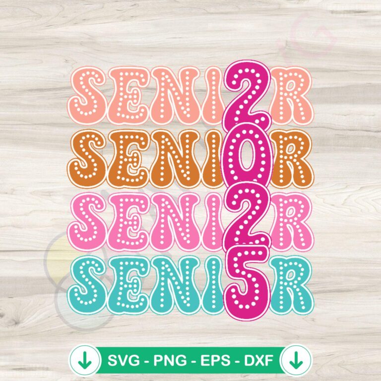 Senior 2025 Retro Graduation SVG Clipart - Vintage Class of 2025 Grad Elements 2 Senior 2025 retro graduation svg file for Cricut cutting machine