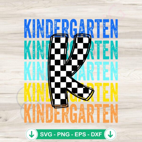Checkered K Kindergarten First Day Of School SVG file cut file