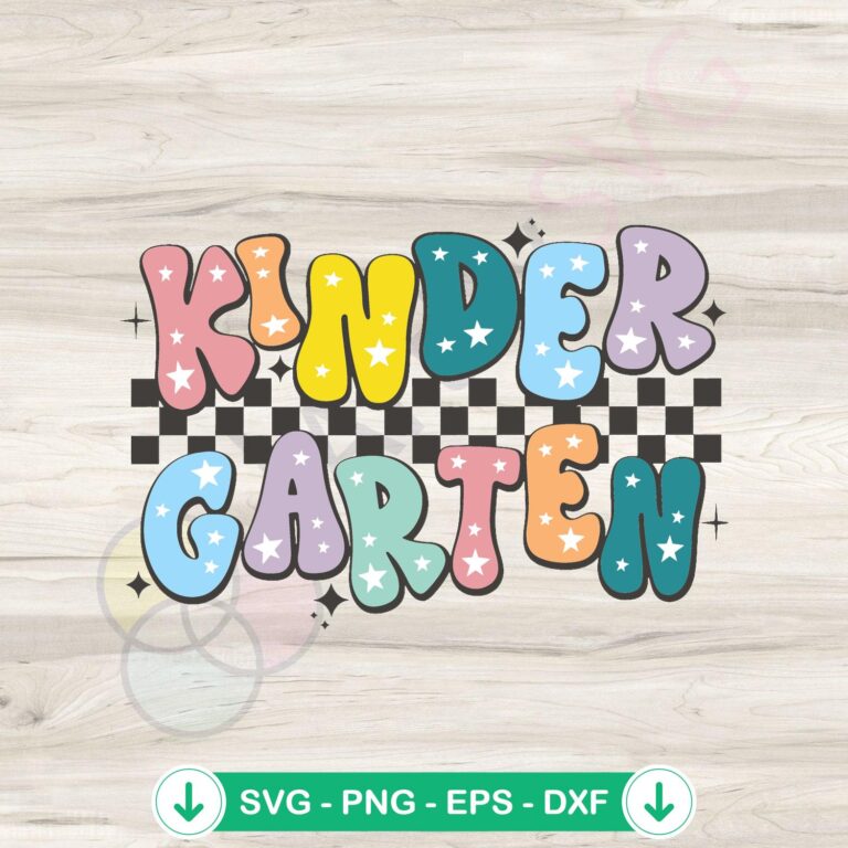 Checkered Kindergarten First Day Of School SVG - Instant Download 2 Checkered Kindergarten First Day Of School SVG file for Cricut