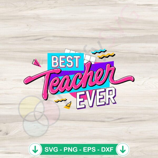 mockup-1-1740115000-54481611.jpg Groovy Best Teacher Ever SVG file for cutting machines
