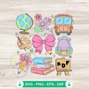 Back to School Groovy Doodles SVG file for cricut cutting machine