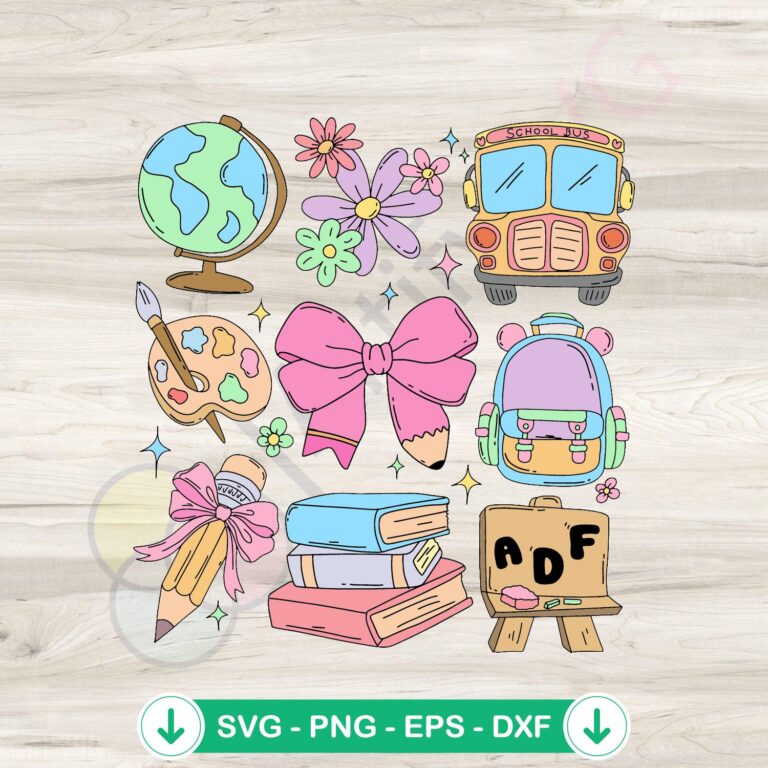 Back to School Groovy Doodles SVG | Digital Download' 2 Back to School Groovy Doodles SVG file for cricut cutting machine
