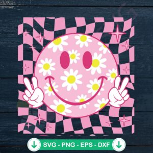 Checkered Field Day Squad Floral Face SVG file for Cricut cutting