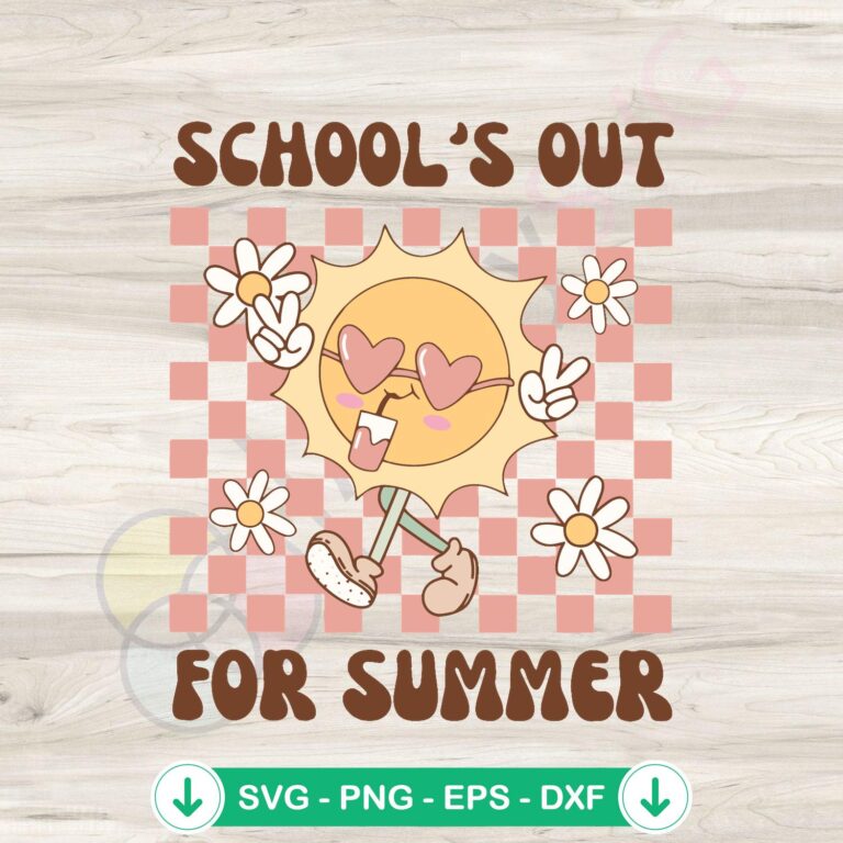 Groovy Schools Out For Summer SVG Clipart: Fun and Colorful Designs 2 Groovy Schools Out For Summer SVG file for cutting machines