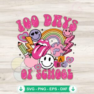 Groovy Happy 100 Days of School SVG file for cricut cutting machine
