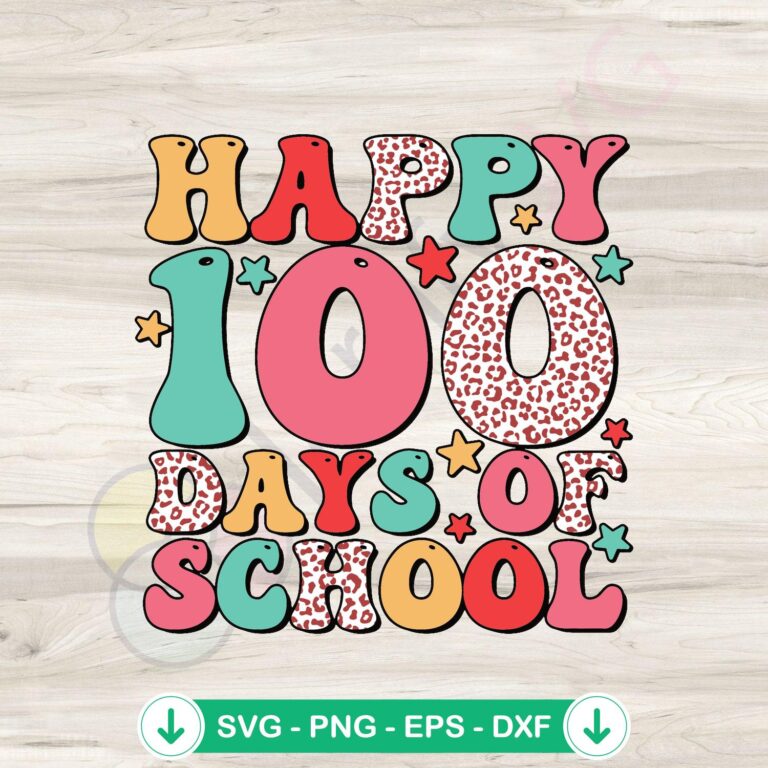 Happy 100 Days of School Teacher SVG Clipart: Fun Educational Design 2 Happy 100 Days of School svg file for educational crafts