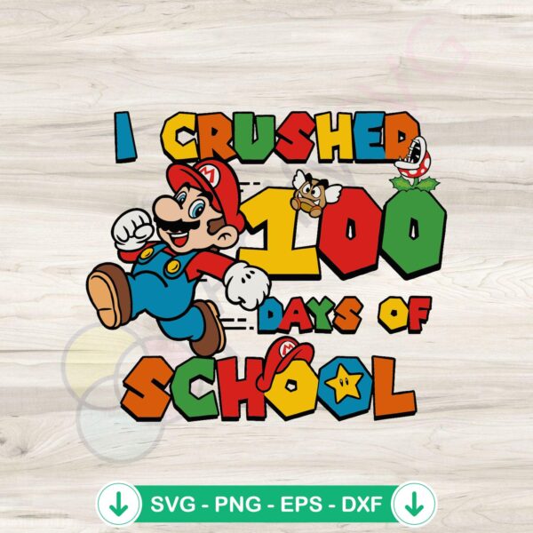 100 Days of School Mario SVG file for Cricut cutting machine