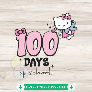 Kawaii Kitty SVG file, 100 days of school cut file