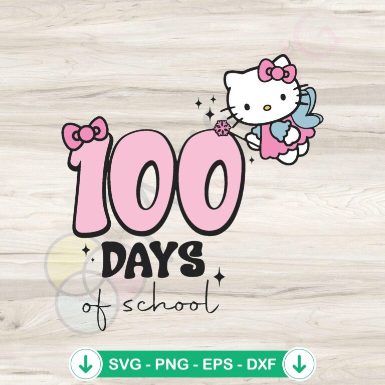 Kawaii Kitty SVG Clipart: 100 Days of School Digital Collection 2 Kawaii Kitty SVG file, 100 days of school cut file