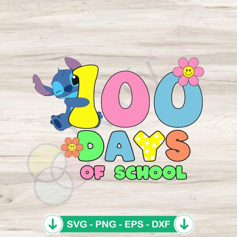 Floral 100 Days of School Stitch SVG Instant Download - Digital Craft Design 2 Floral 100 Days of School SVG file for Cricut and cutting machines