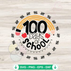 Retro Pencil 100 Days of School SVG file for Cricut cutting