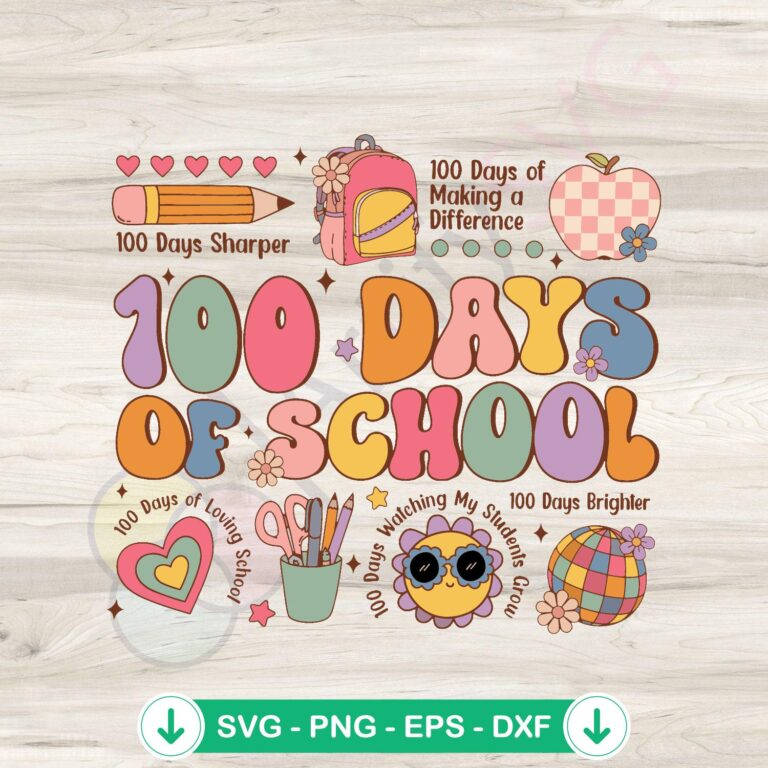 Teacher 100 Days of School SVG Bundle for Cricut | 100 Days Sharper Design 2 Teacher 100 Days of School SVG file for cricut svg cutting file