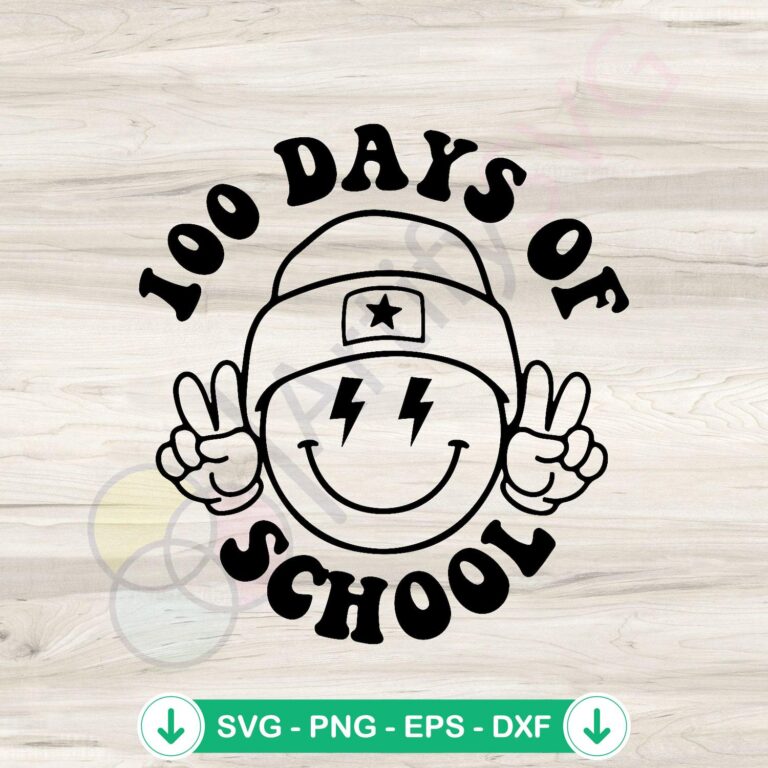 100 Days of School SVG Files for Cricut - Smiley Face Design 2 100 Days of School SVG file with smiley face design for Cricut
