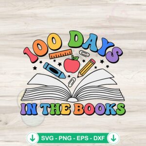 mockup-1-1740120783-1978001699.jpg Retro 100 Days In The Books SVG file - vintage school cutting file