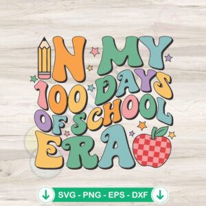 mockup-1-1740121039-533105344.jpg Retro 100 Days of School svg file for Cricut cutting machine