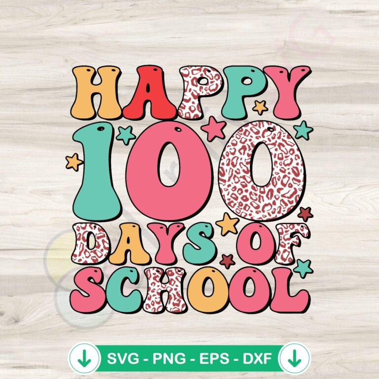 Happy 100 Days of School Teacher SVG Clipart: Celebrate Milestones in Style 2 Happy 100 Days of School svg file for Cricut, cutting file
