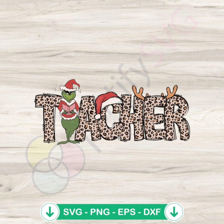 Leopard Grinch Teacher Christmas SVG Files for Cricut - Festive Holiday Designs 2 Leopard Grinch Teacher Christmas SVG file for cricut cutting machine