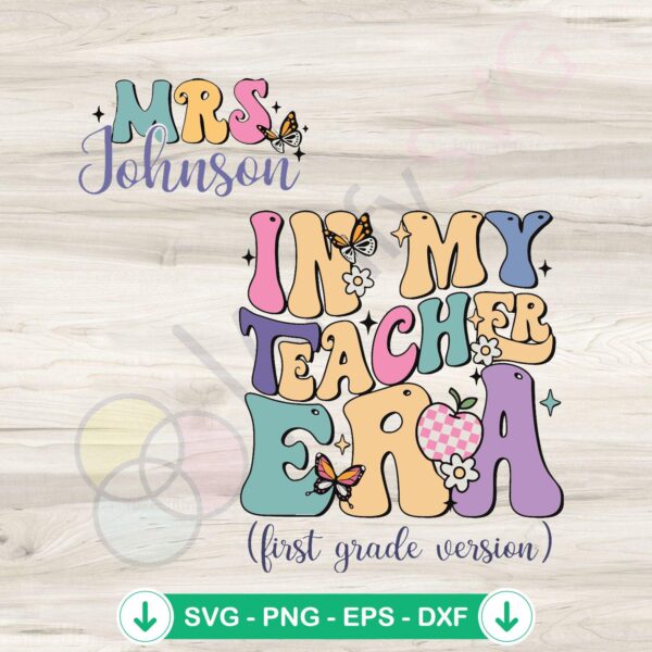 Groovy personalized teacher era SVG file for Cricut cutting machines