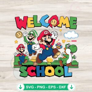 Super Mario back to school SVG file for Cricut cutting machine