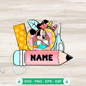 Custom Minnie Student Name Frame SVG file for cutting machines