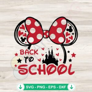 Back To School Minnie Mouse Head svg file for Cricut