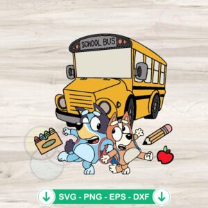 School Bus Bluey and Bingo svg file for cutting machines